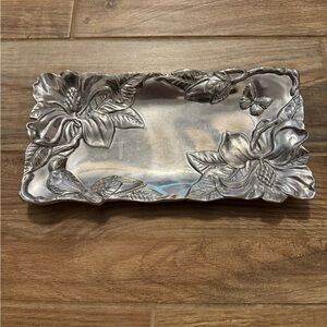 Arthur Court Vintage 2000 Rectangle Serving Tray Magnolia Butterfly Bird